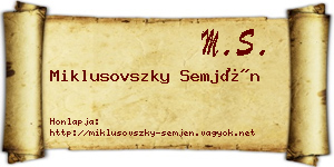Miklusovszky Semjén névjegykártya
